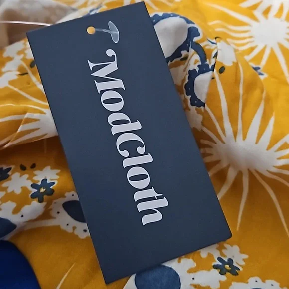 NEW Modcloth On Cloud Nineties Shift Dress Sunglasses Print Yellow Women M - Picture 5 of 11